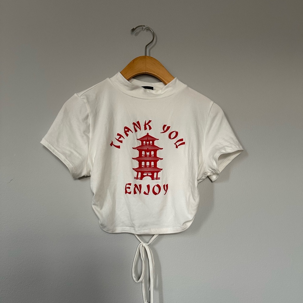 Thank You open back croptop